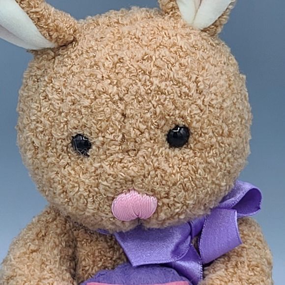 American Greetings Plush Tan Cream Bunny Rabbit Purple Pink Egg 8 Inch - Picture 3 of 15